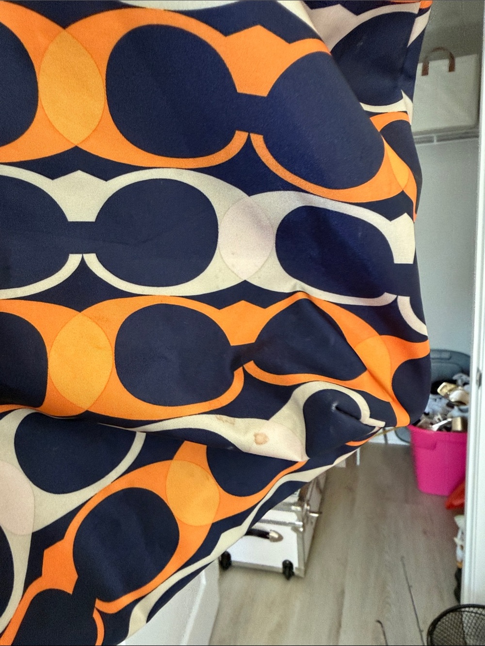 Coach Navy and Orange Circle-Print Tote - Picture 6 of 7